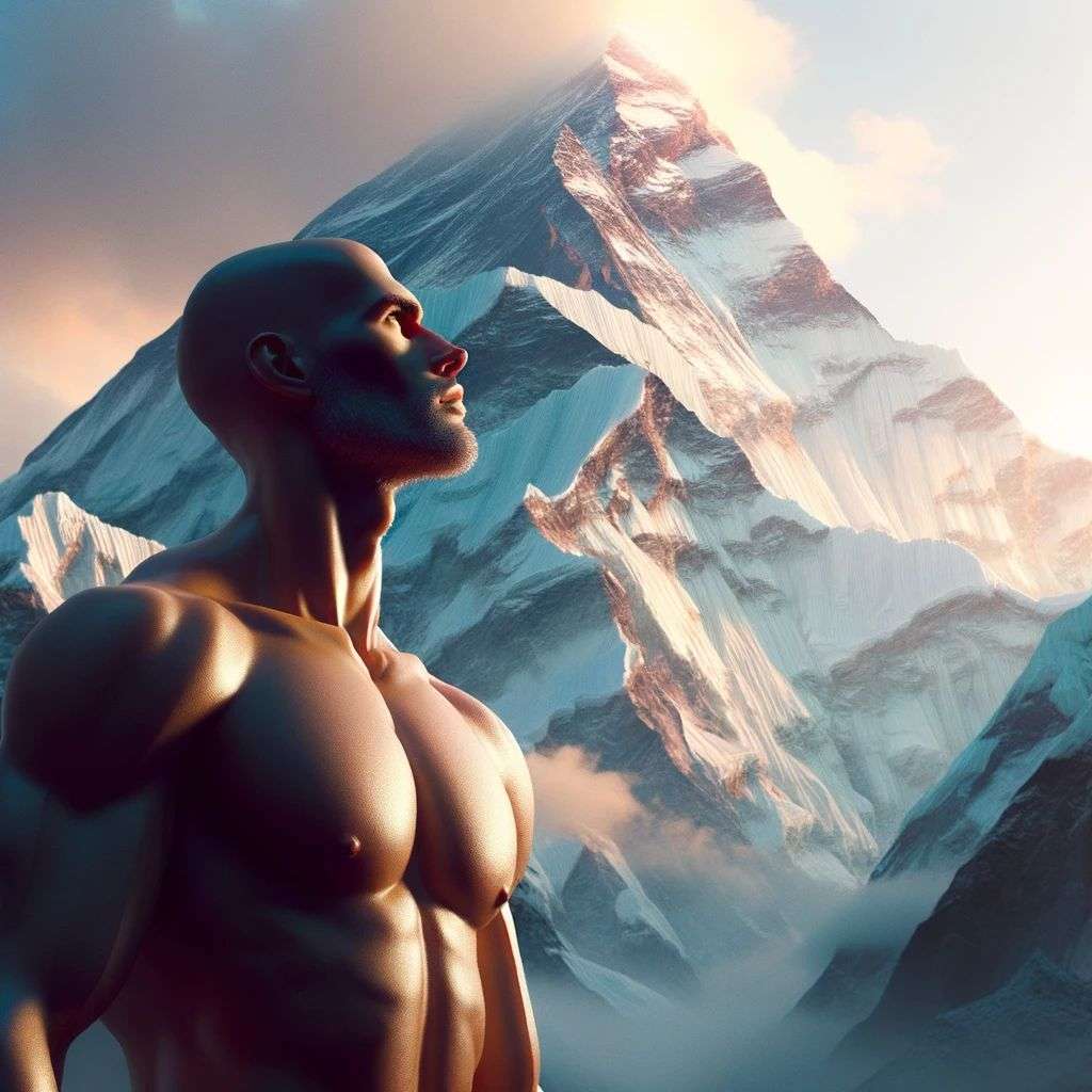 someone gazing at Mount Everest, digital art, ethereal